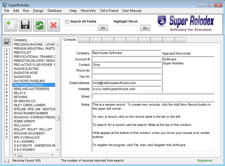 Super Rolodex 6.0 screenshot